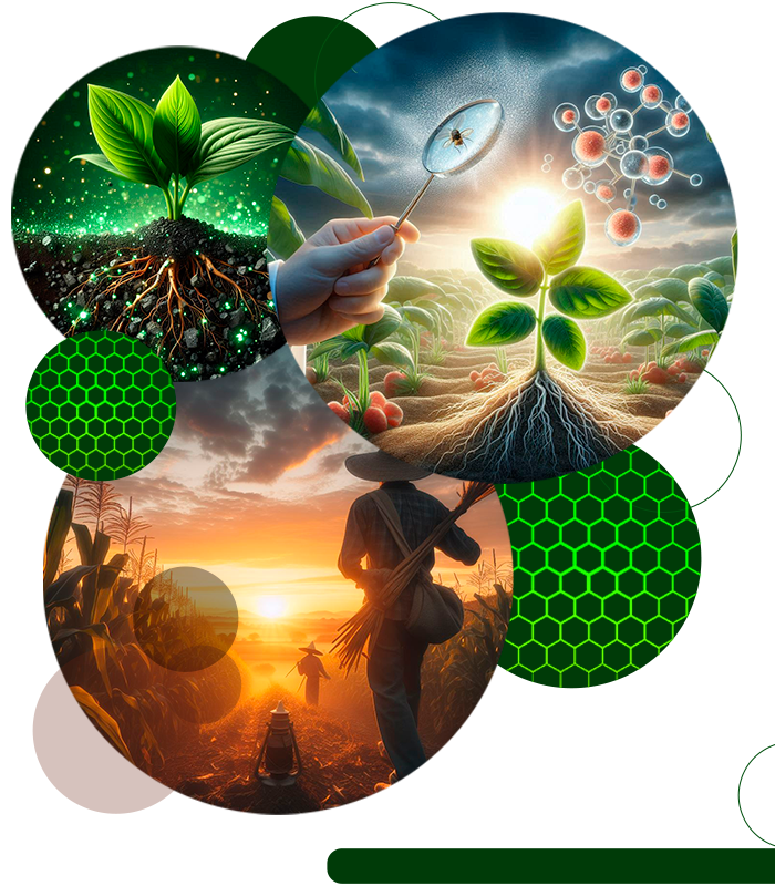 multiples imagenes en un banner representando los valores de bioproi con nuestros agricultores