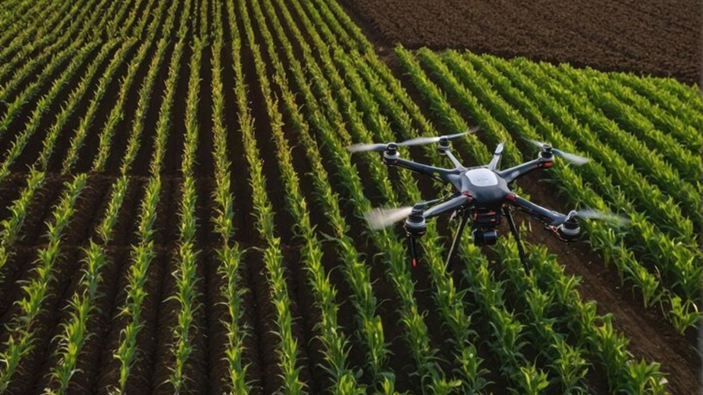 Aplicación foliar con dron en cultivo de maíz