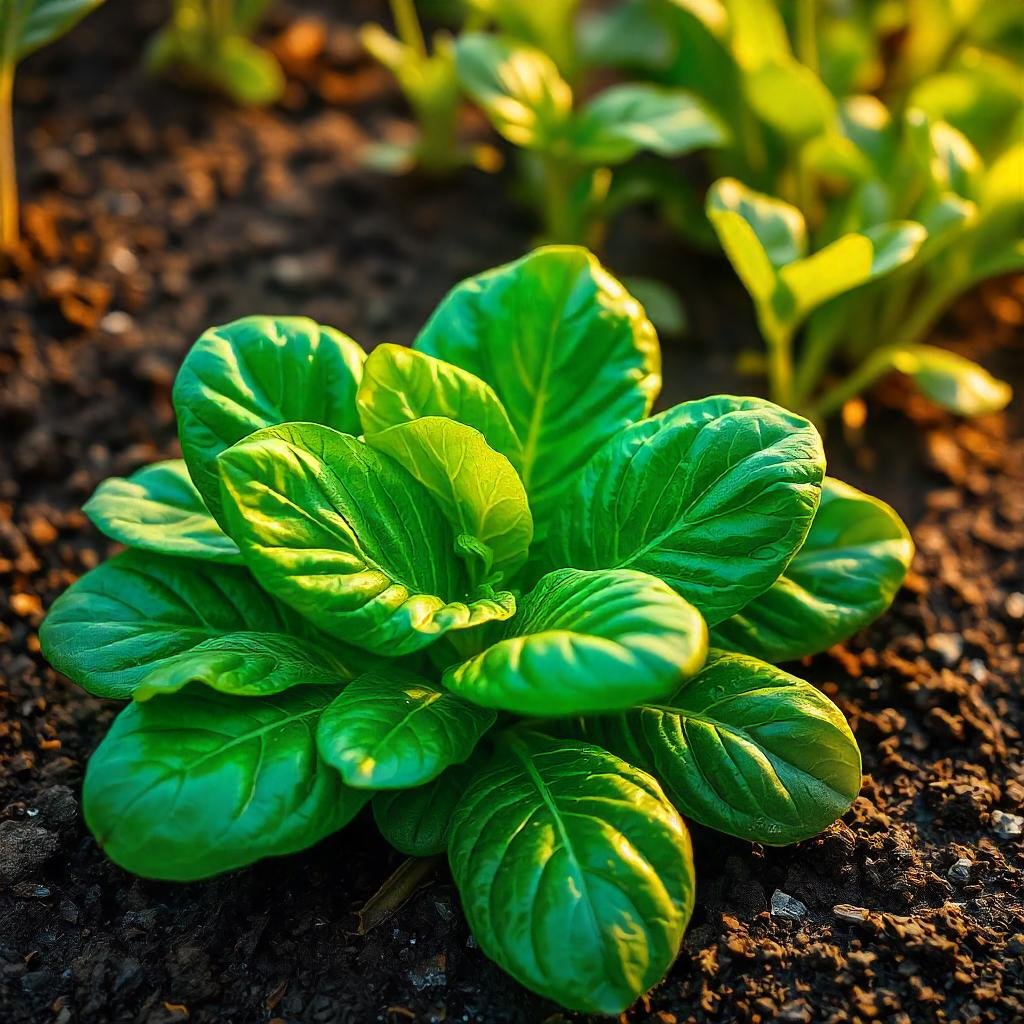 Planta sana y verde en suelo fertil