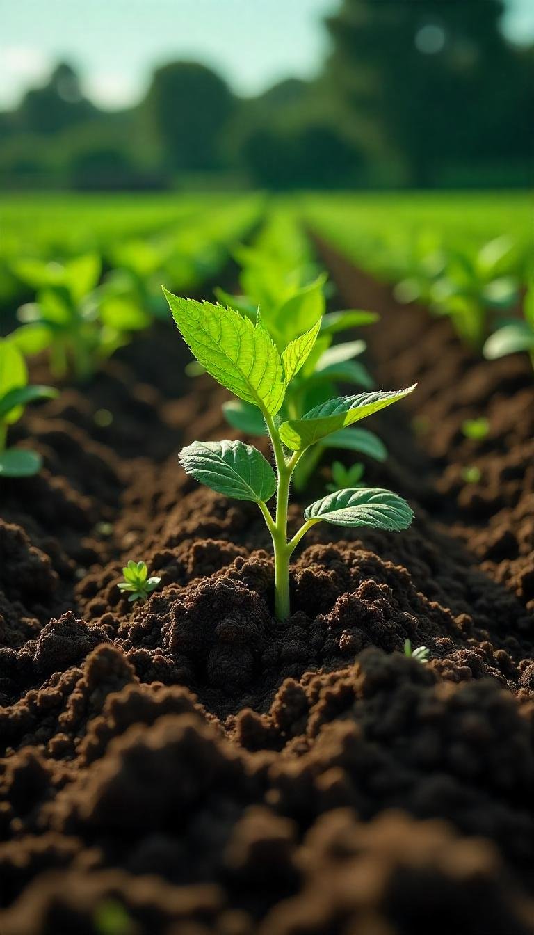 Planta en tierra sana y humeda