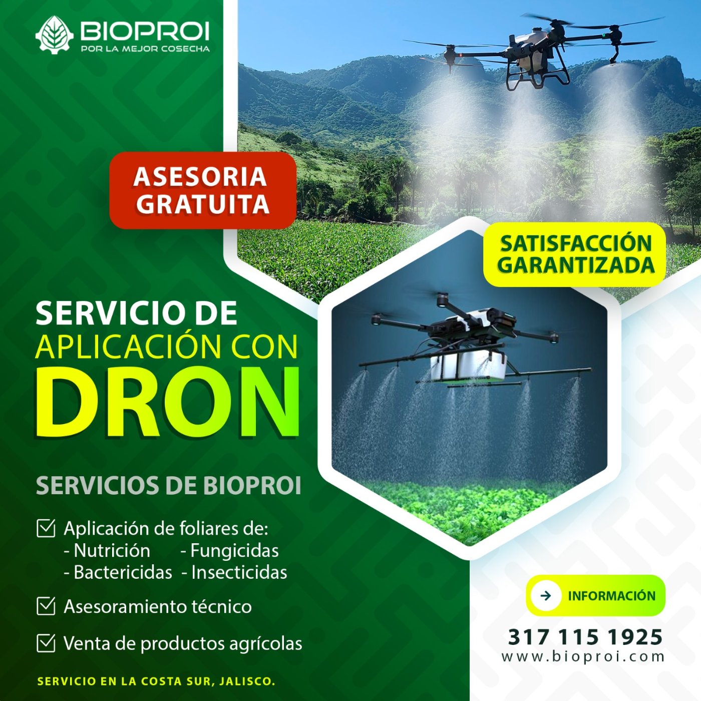 Banner publicitario sobre el servicio de drone en Autlán de Navarro por Aeroneva
