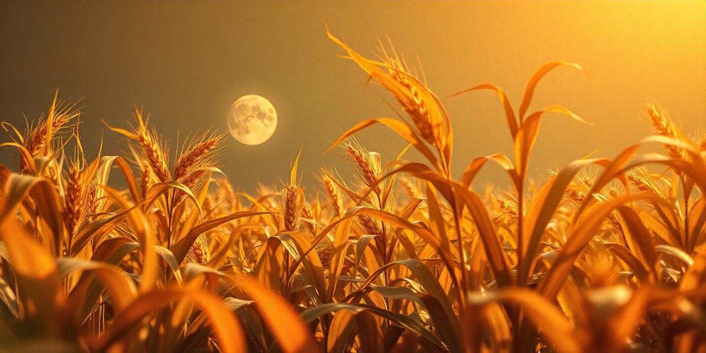 Campo de trigo con la luna llena