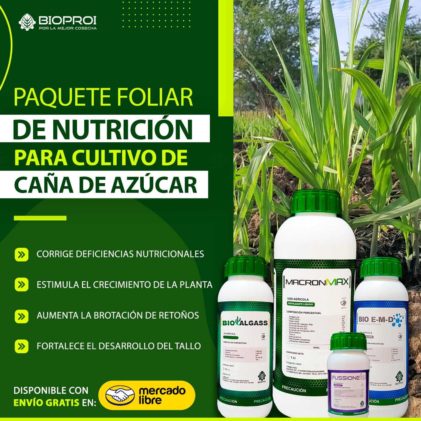 Paquete foliar de nutrición para caña de azúcar 
