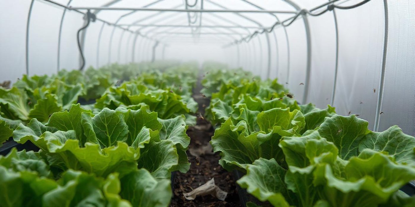 cultivo de lechuga infectado por insectos