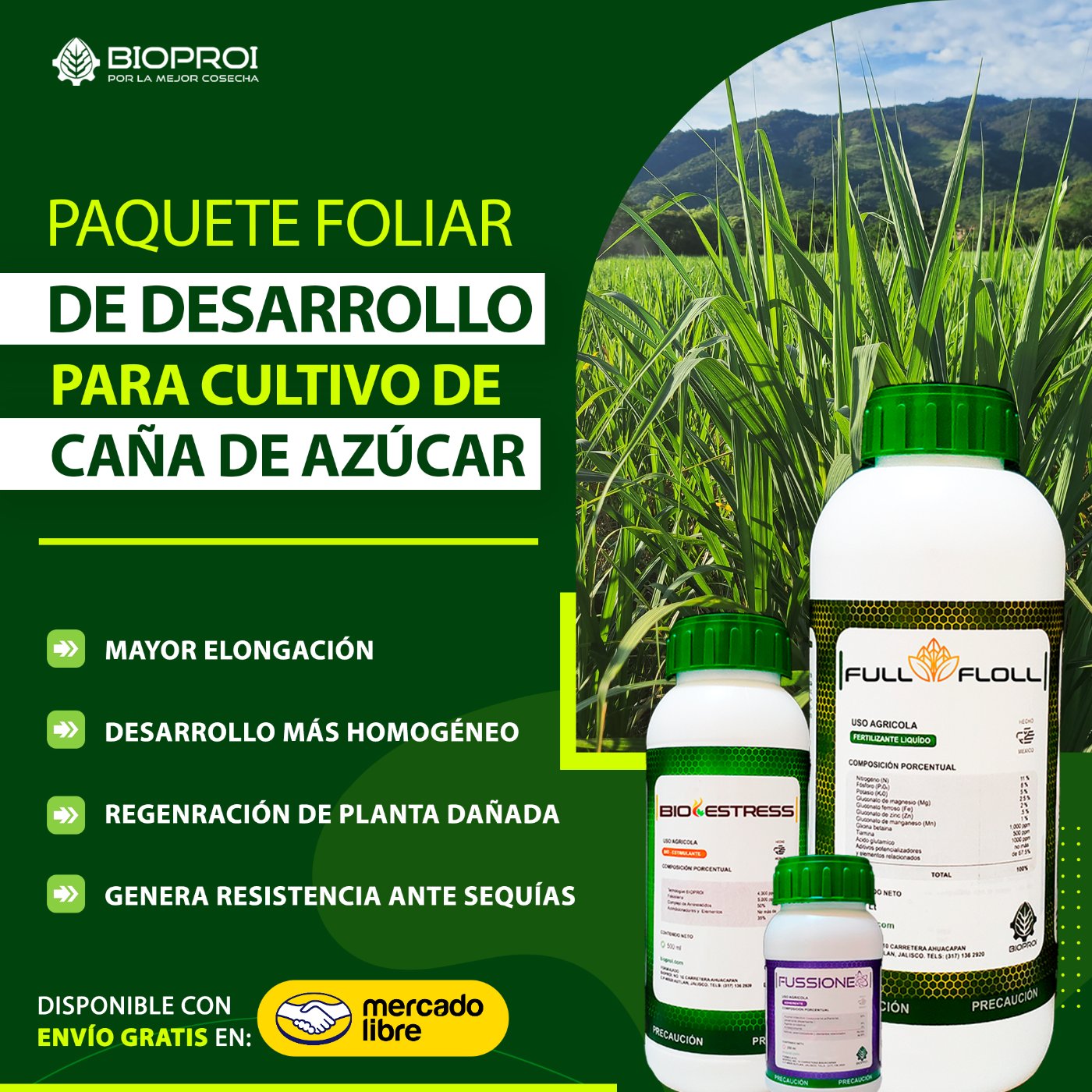 Paquete foliar de desarrollo para caña de azúcar
